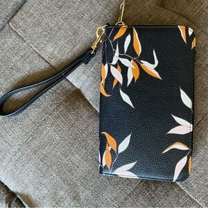 New Black and Floral Wristlet Clutch